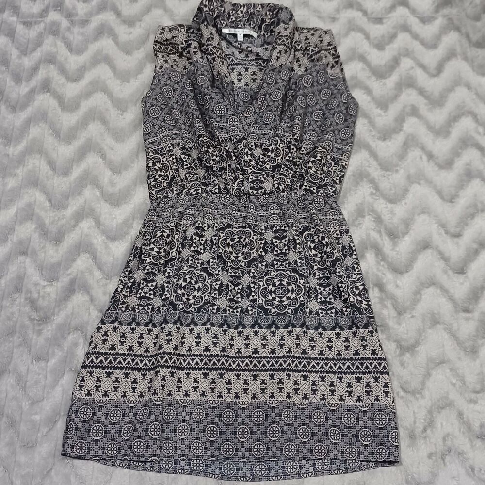 Collective Concepts Womens Size M Black Gray Tan Low Cut Sleeveless Dress